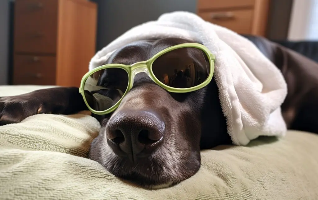 Pampered dog after dog grooming