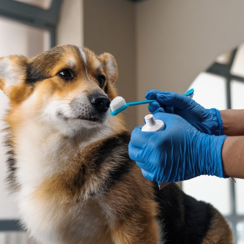 Dog grooming tooth brush and tooth paste